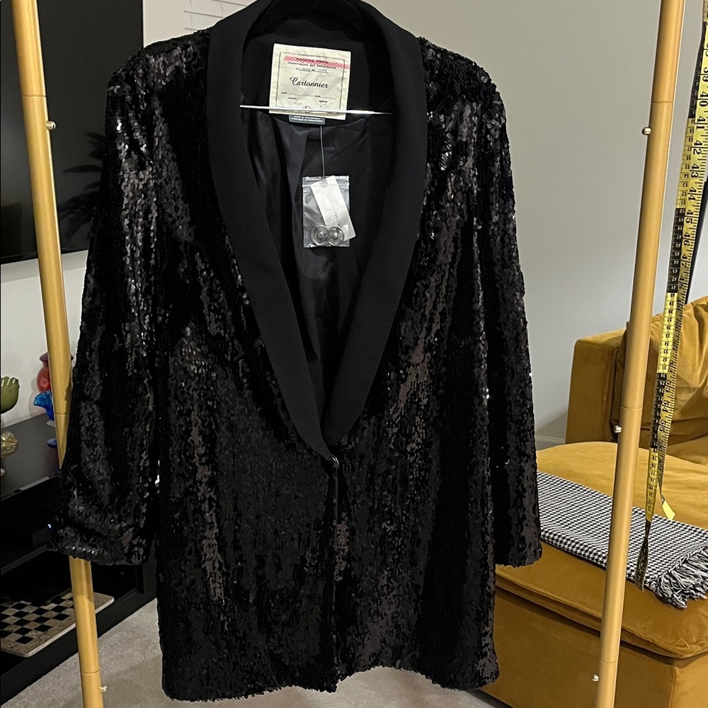 Cartonnier Black Sequin Blazer size Large NWT